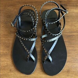 Mango Black Studded Women's Sandals